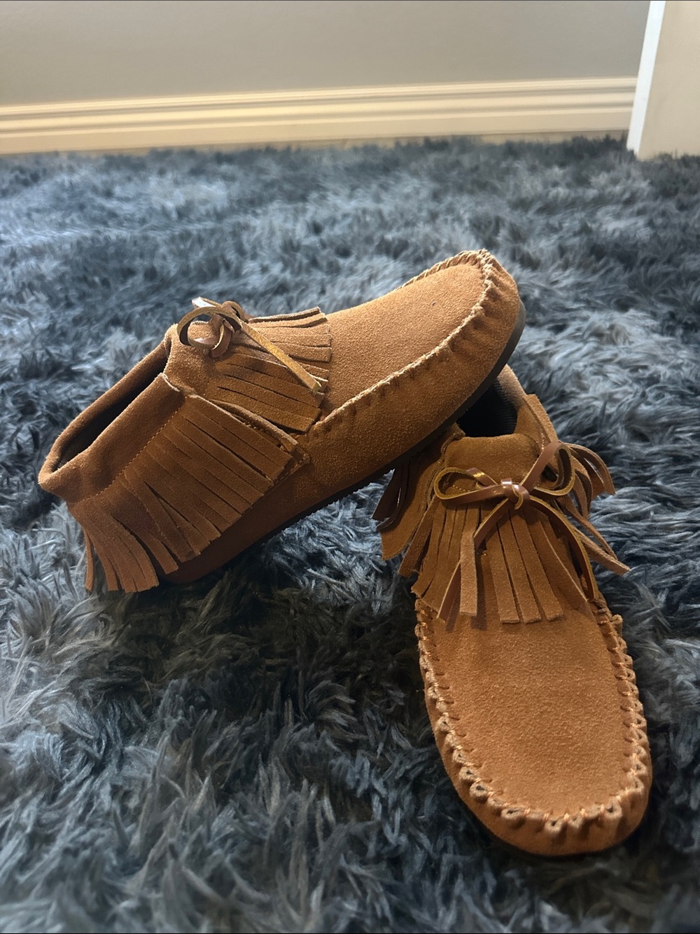 LAMO Brown Suede Tassel Moccasin Loafers